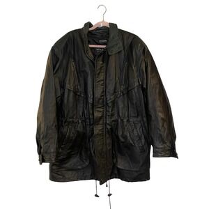 Vintage Wilsons Leather Jacket Men M Black Thinsulate 80s 90s Drawstring Waist